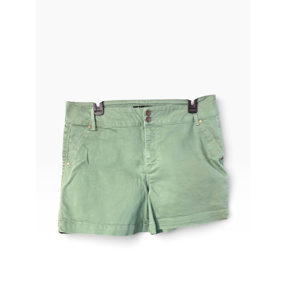 D.Jeans Womens Sage Green Stretch Denim Shorts Size 14 Mid Rise Casual 5-Pocket